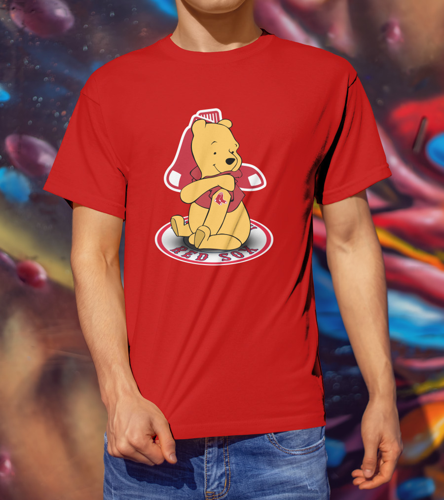 Boston Red Sox Winnie The Pooh Hugging Baseball T-Shirt