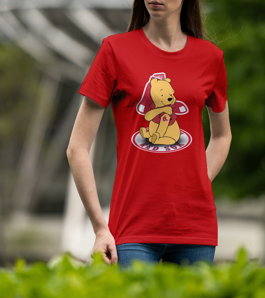 Boston Red Sox Winnie The Pooh Hugging Baseball T-Shirt