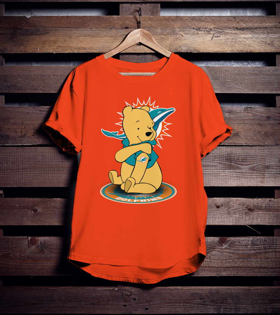 Miami Dolphins Winnie The Pooh NFL Football Crossover T-Shirt