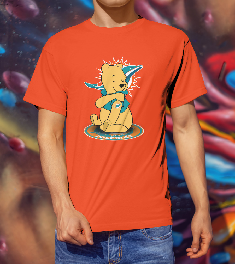 Miami Dolphins Winnie The Pooh NFL Football Crossover T-Shirt