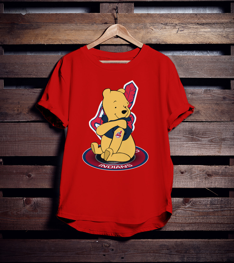 Winnie The Pooh Cleveland Indians Baseball Team Crossover T-Shirt