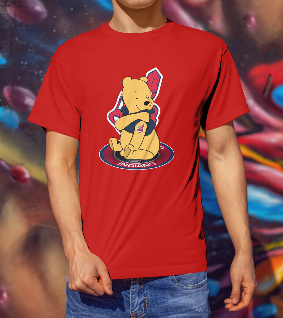 Winnie The Pooh Cleveland Indians Baseball Team Crossover T-Shirt