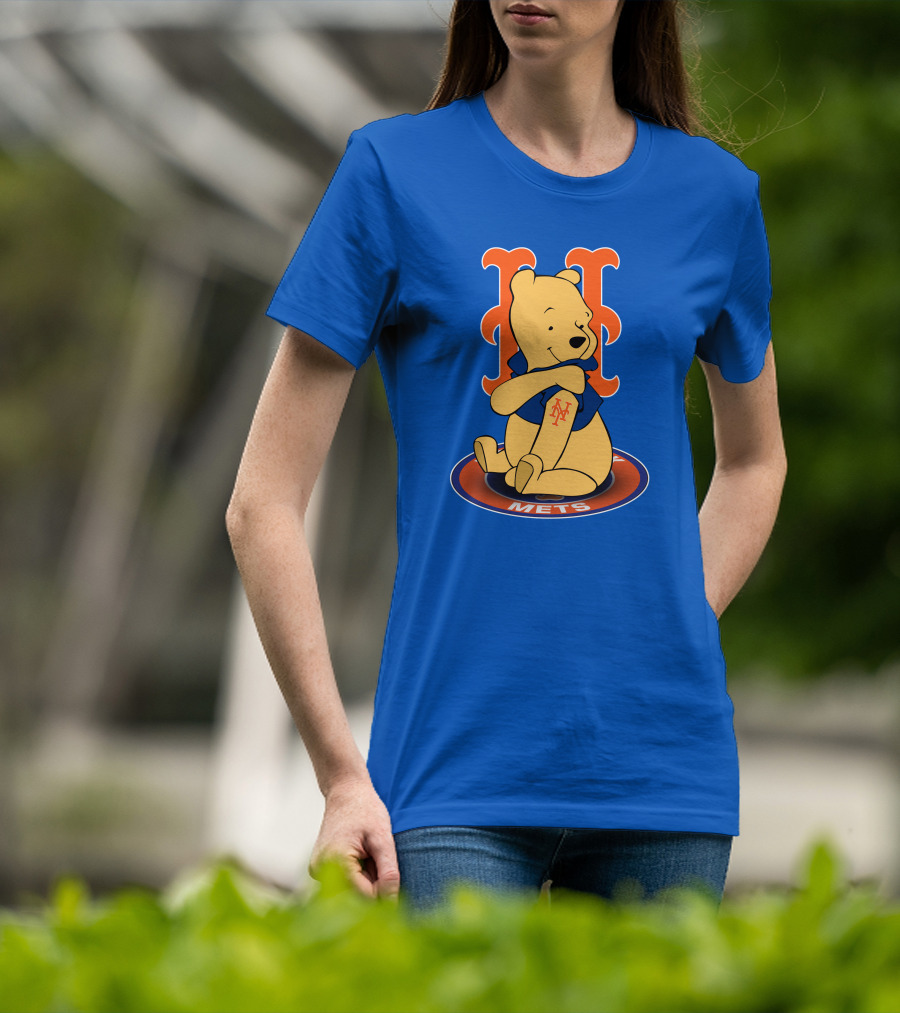 New York Mets Winnie The Pooh MLB Character Crossover T-Shirt