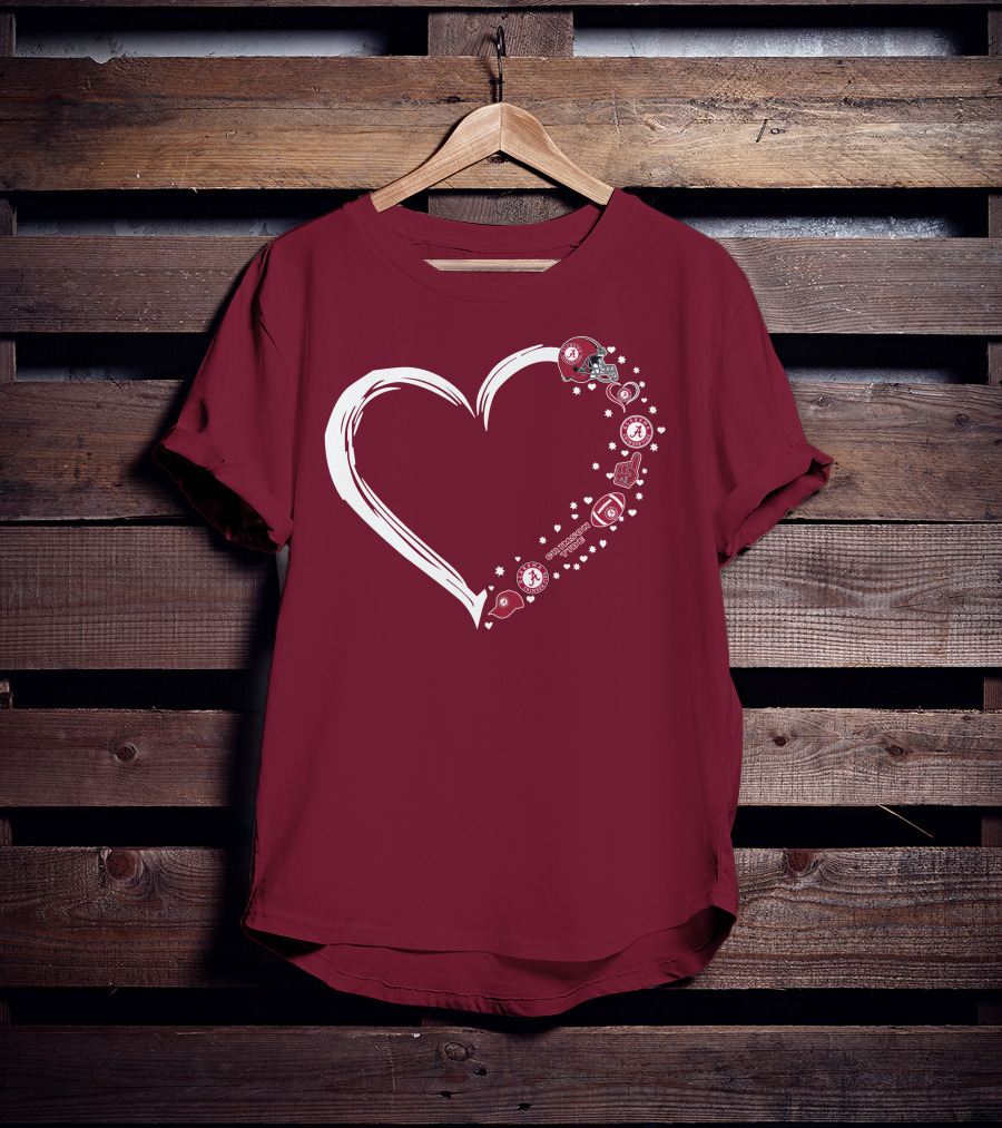 Alabama Crimson Tide Heart Design #1 Fan T-Shirt