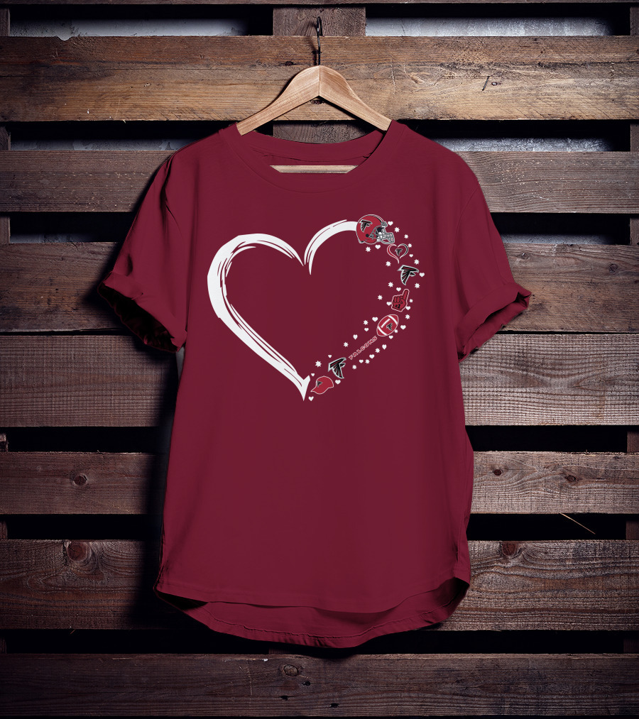 Atlanta Falcons Heart-Shaped Fan Love T-Shirt