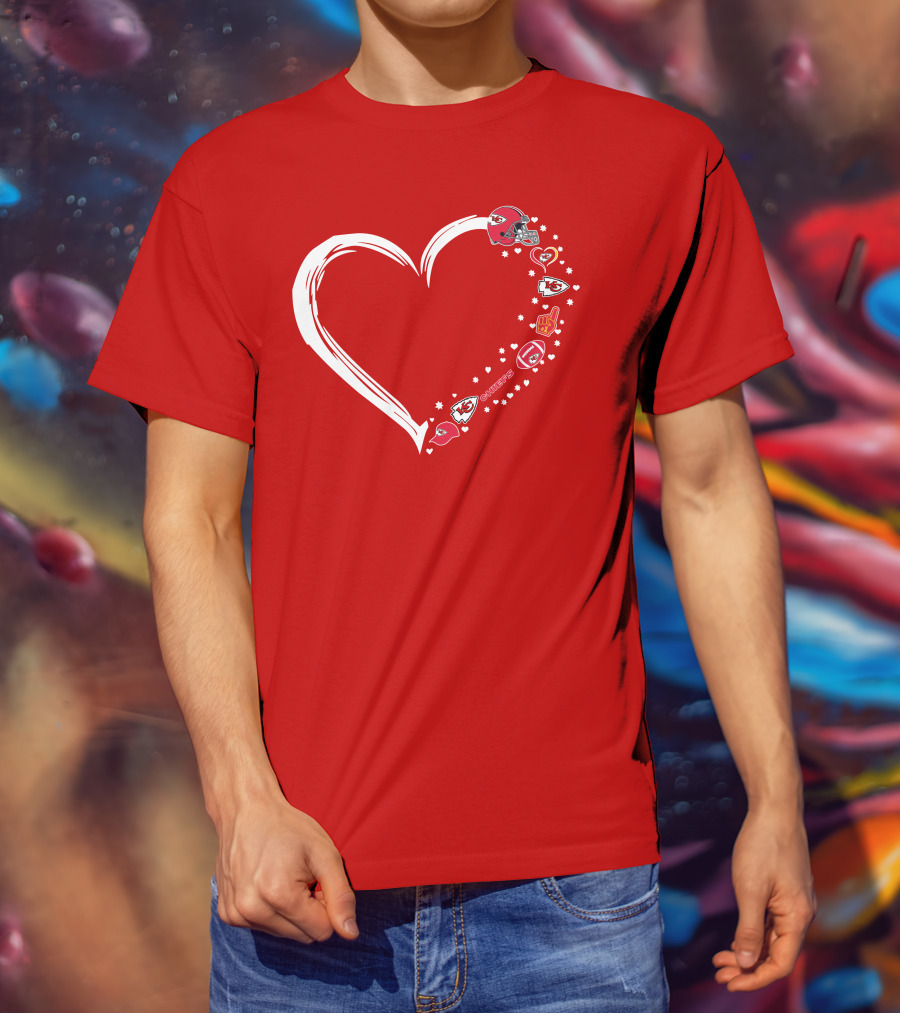Kansas City Chiefs Fan Heart Helmet Football Stars Chiefs T-Shirt