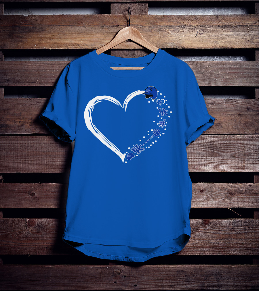Heart-Shaped Kentucky Wildcats #1 Fan Symbol With UK Logos And Sports Icons T-Shirt