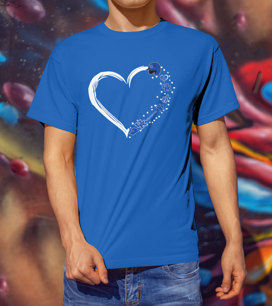 Heart-Shaped Kentucky Wildcats #1 Fan Symbol With UK Logos And Sports Icons T-Shirt