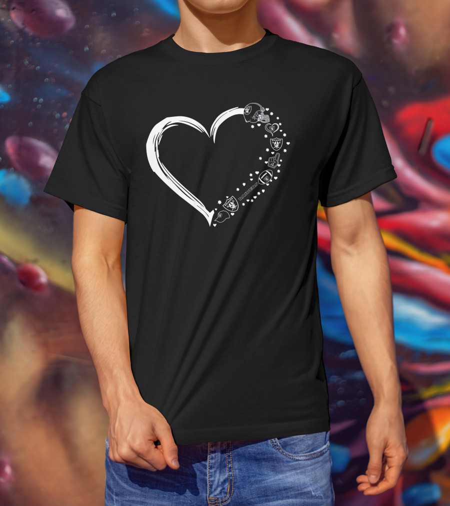 Las Vegas Raiders Heart Logo And Helmet Fan T-Shirt