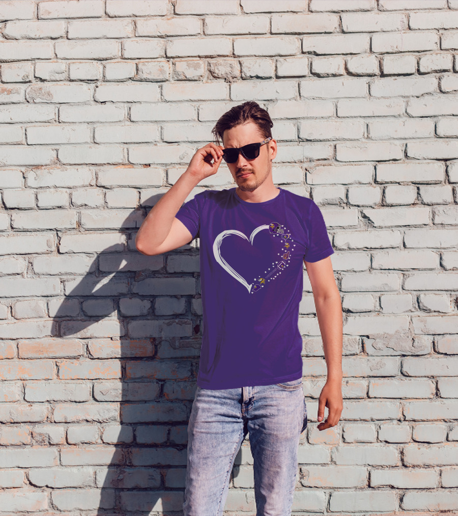 Minnesota Vikings Heart Shaped #1 Fan Helmet And Stars T-Shirt