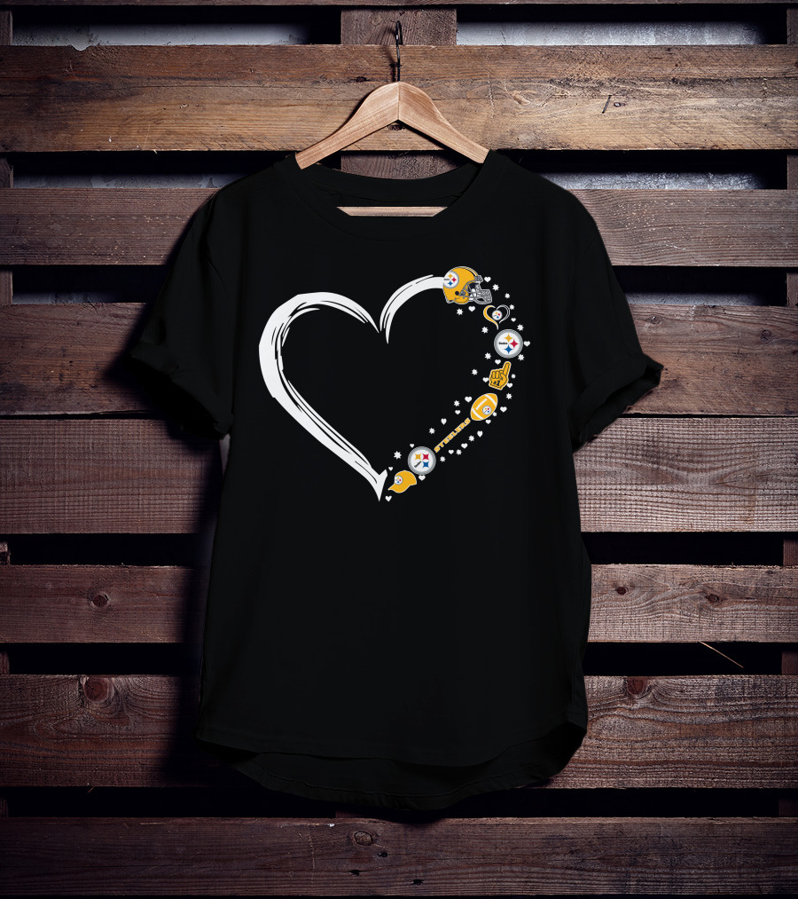 Pittsburgh Steelers Heart Helmet Foam Finger Stars Fan Art #1 Fan T-Shirt