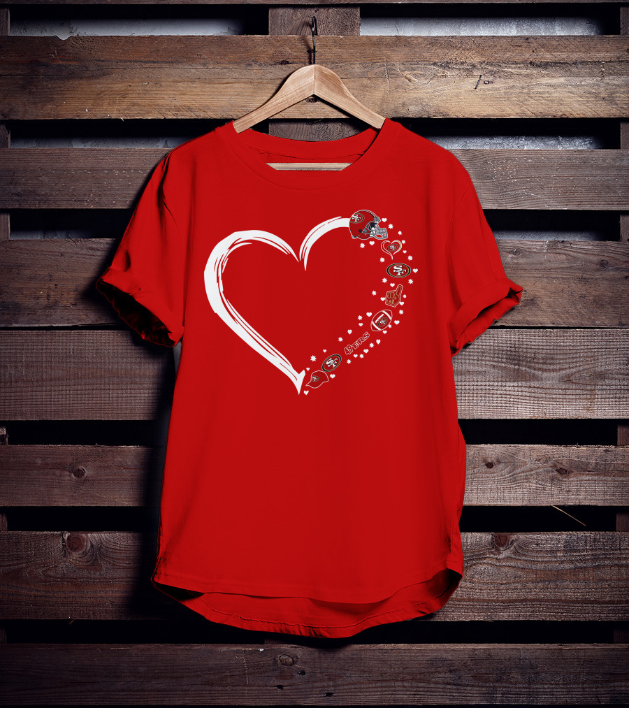 San Francisco 49ers Heart Design With Helmet T-Shirt