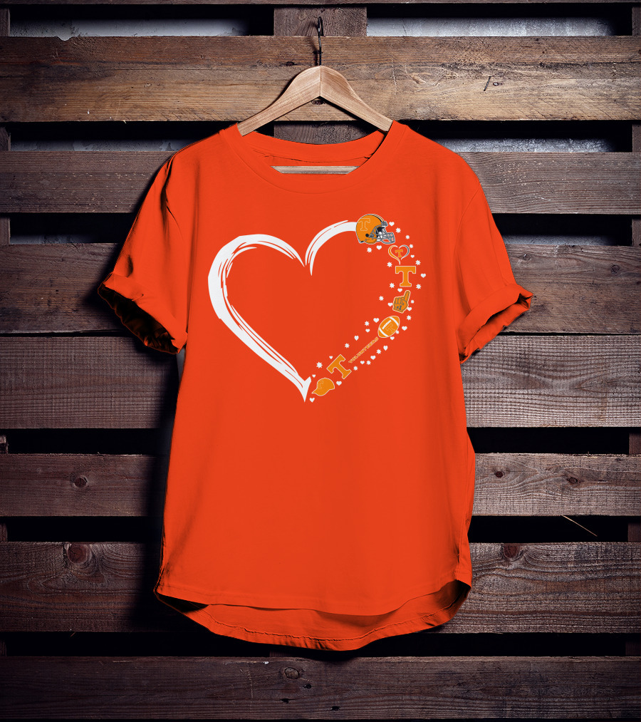 Tennessee Volunteers Heart Helmet Foam Finger Football Stars T-Shirt