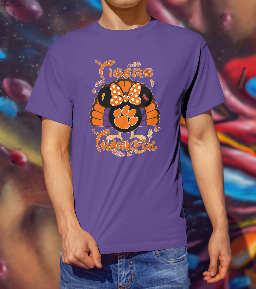 Tigers Thankful Clemson Minnie Thanksgiving T-Shirt