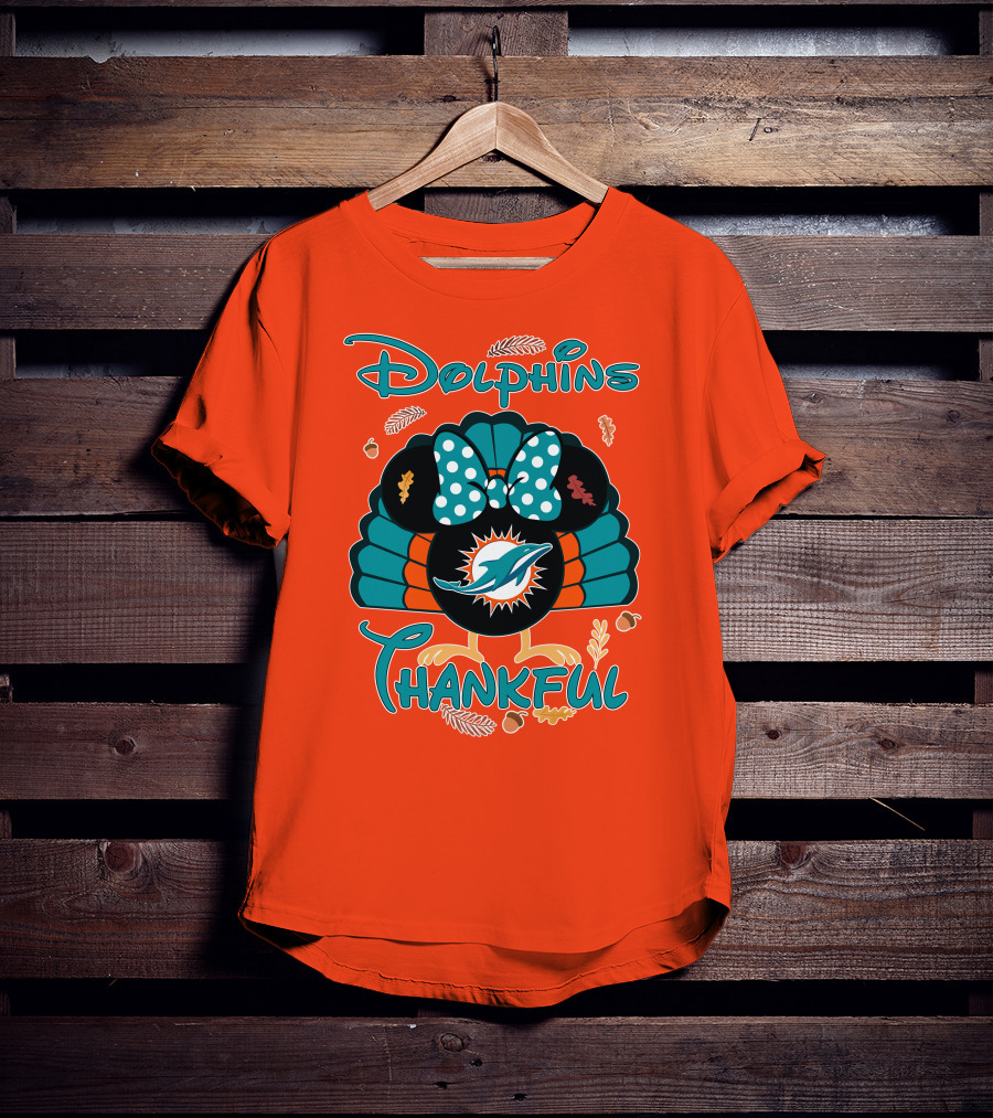 Miami Dolphins Thankful Minnie Thanksgiving T-Shirt