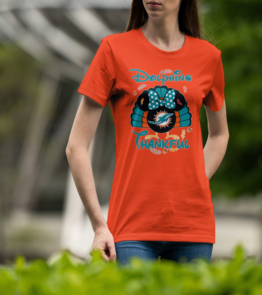 Miami Dolphins Thankful Minnie Thanksgiving T-Shirt