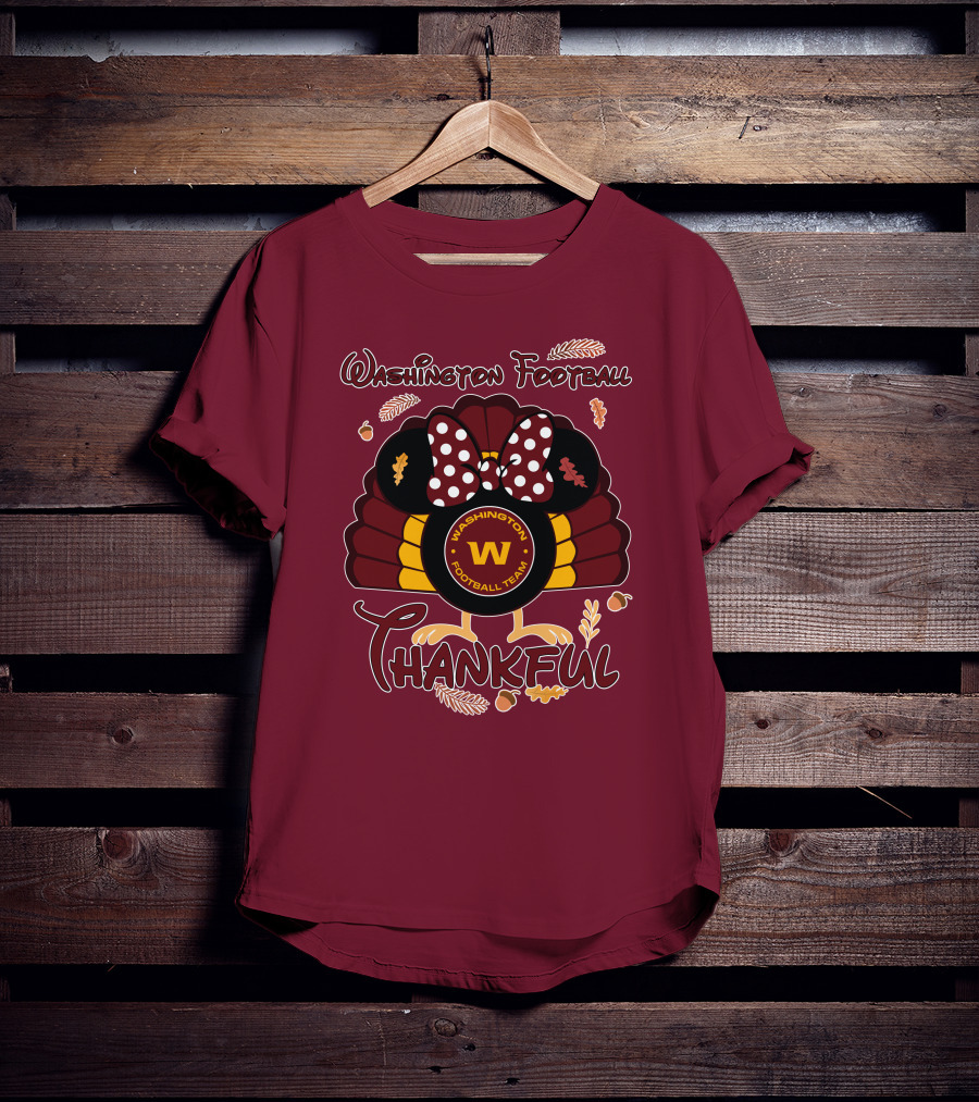 Washington Football Team Minnie Thankful Thanksgiving T-Shirt