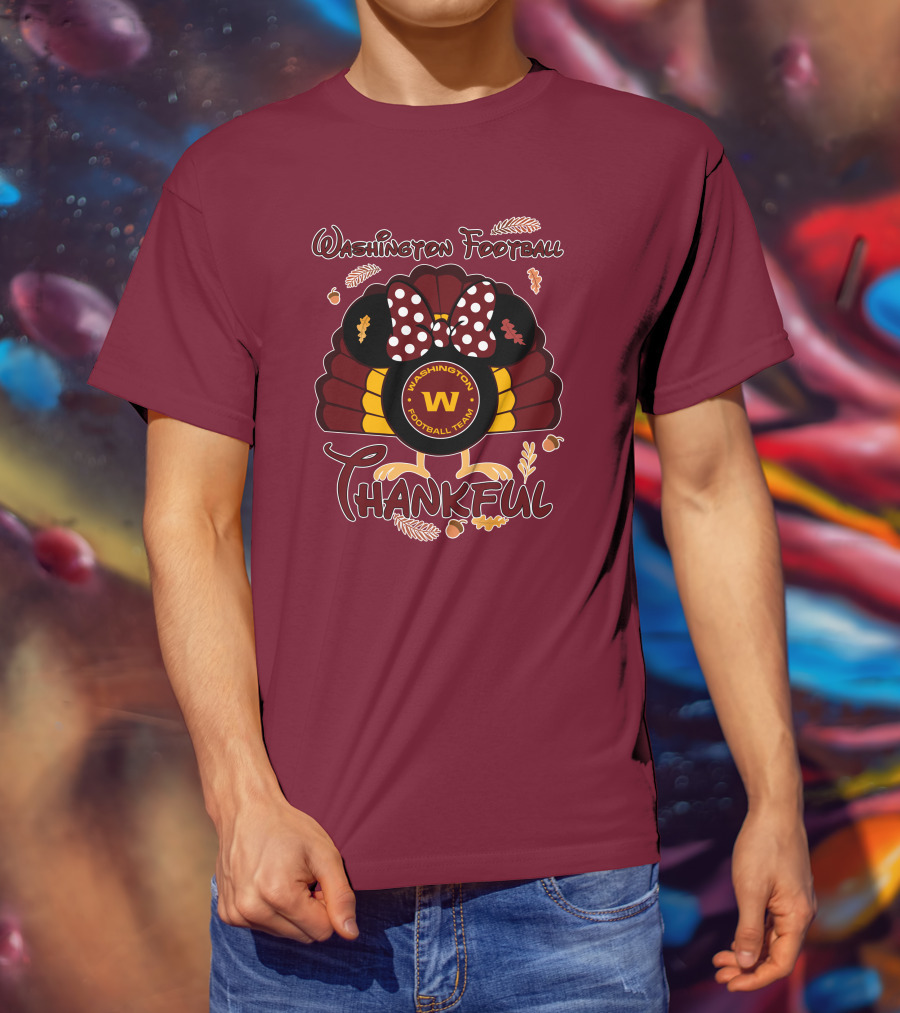 Washington Football Team Minnie Thankful Thanksgiving T-Shirt