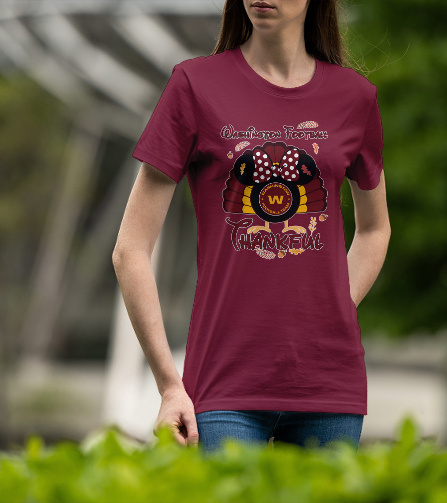 Washington Football Team Minnie Thankful Thanksgiving T-Shirt