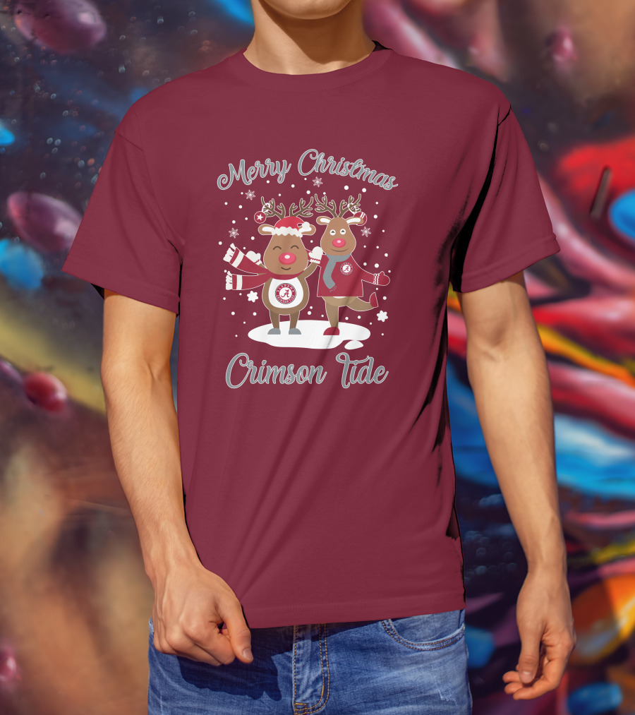 Crimson Tide Merry Christmas Reindeer T-Shirt