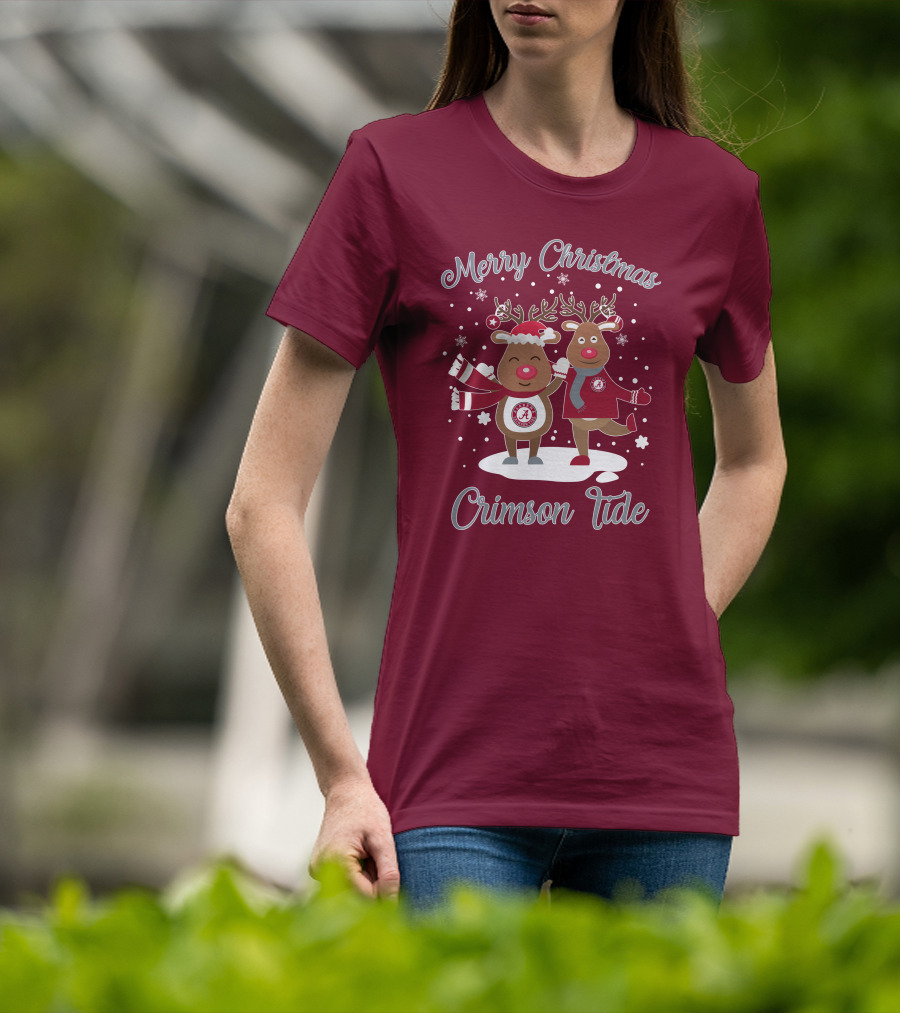 Crimson Tide Merry Christmas Reindeer T-Shirt