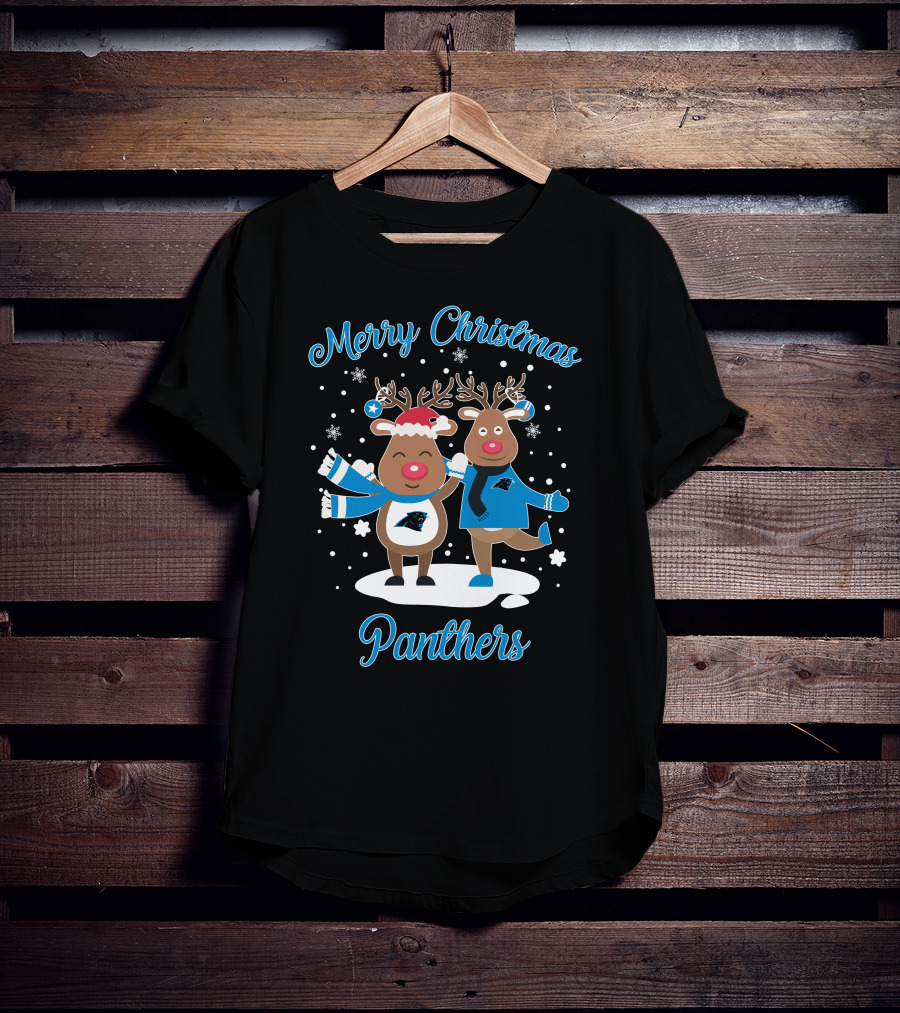 Merry Christmas Carolina Panthers Reindeer T-Shirt