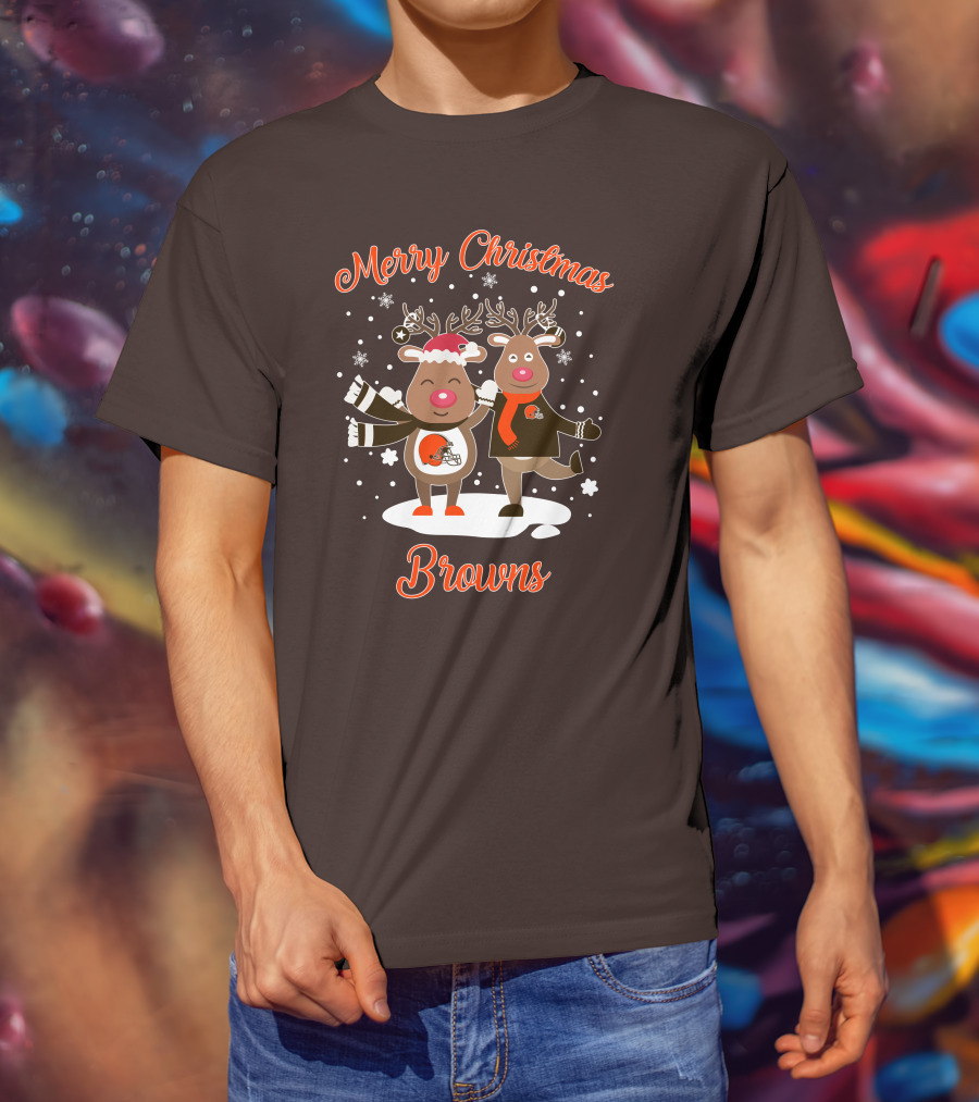 Merry Christmas Cleveland Browns Reindeer T-Shirt
