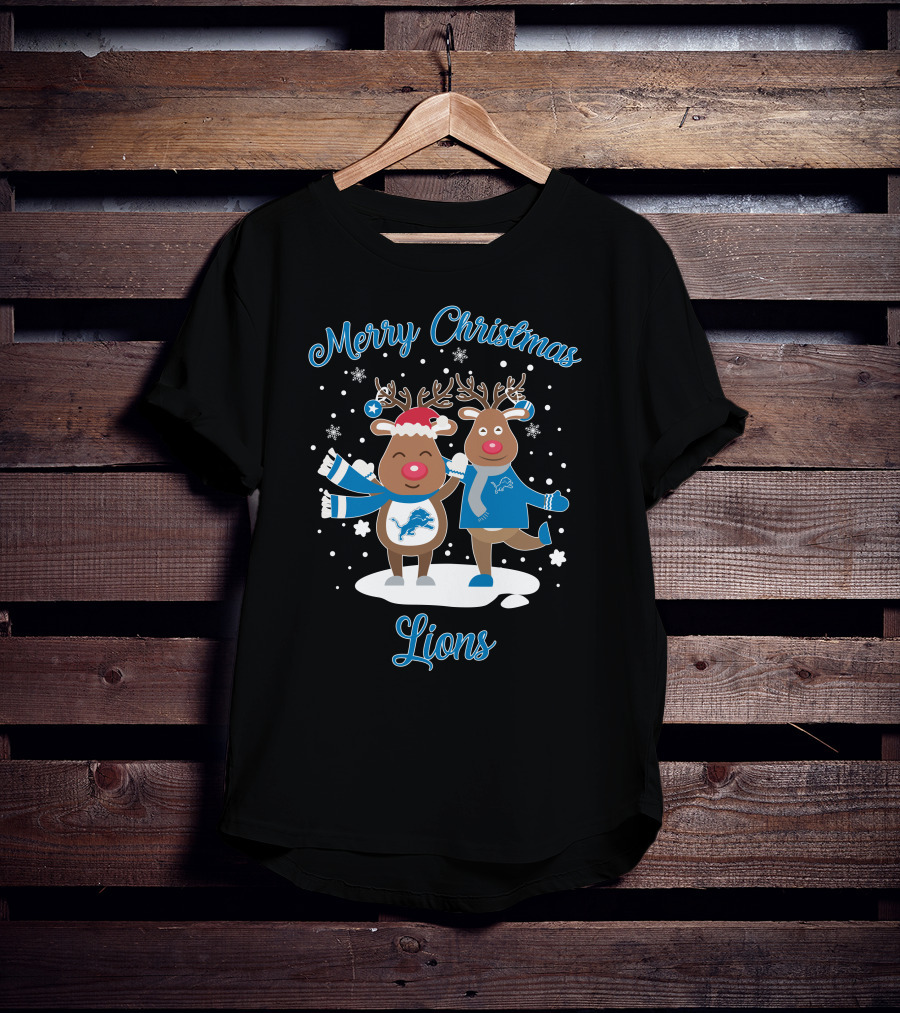 Merry Christmas Detroit Lions Reindeer T-Shirt