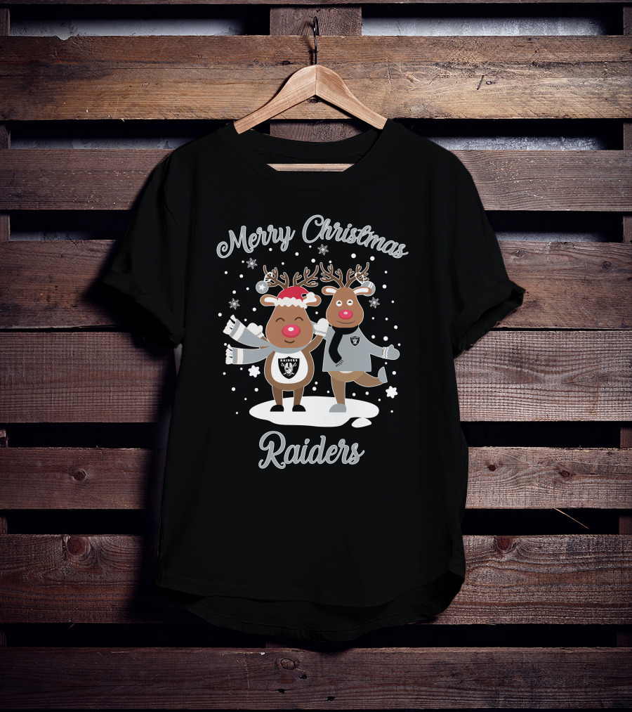 Merry Christmas Raiders Reindeer Holiday Fun T-Shirt