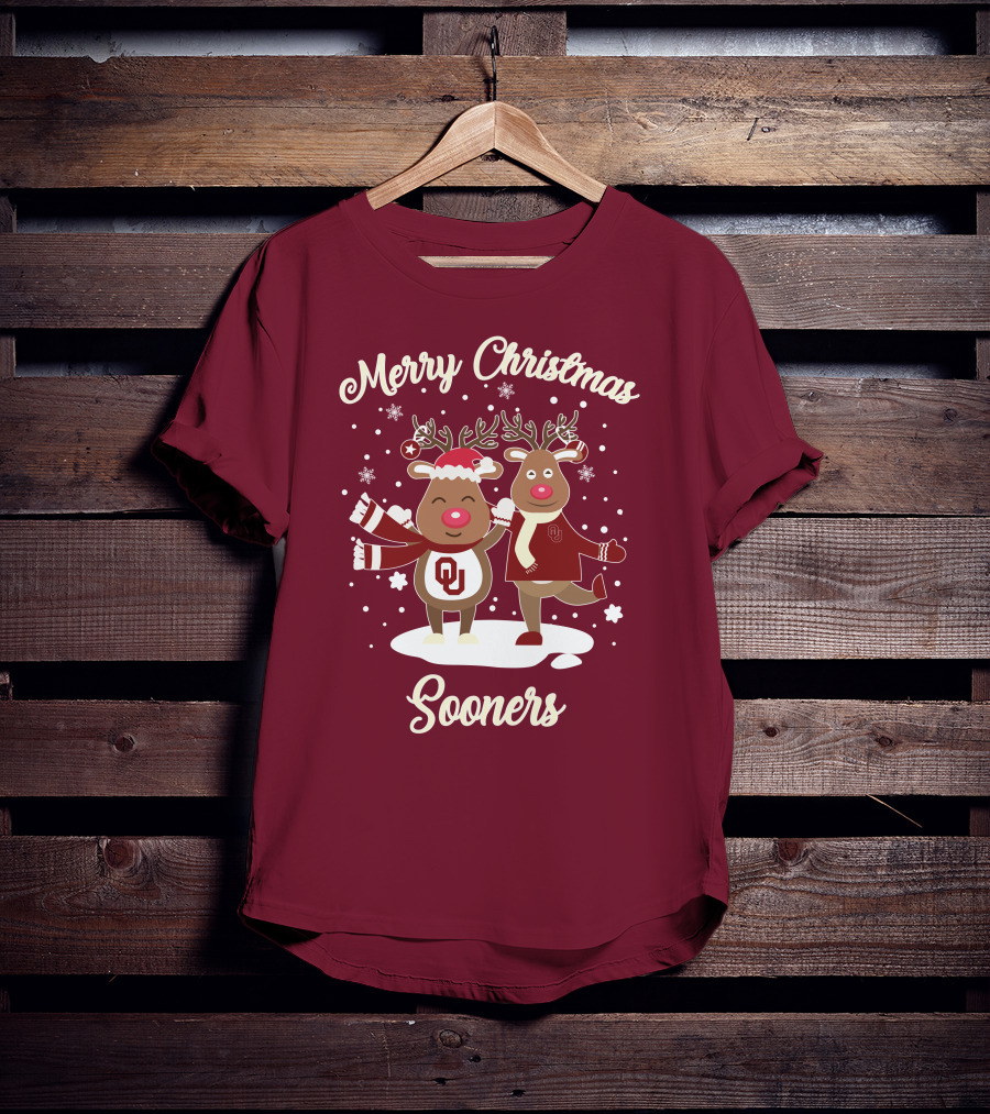 Merry Christmas Sooners Oklahoma Reindeer T-Shirt