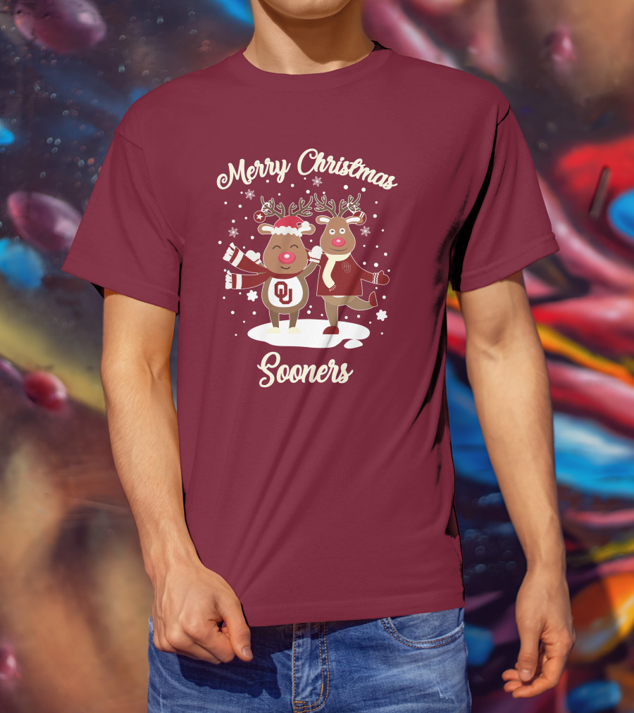 Merry Christmas Sooners Oklahoma Reindeer T-Shirt