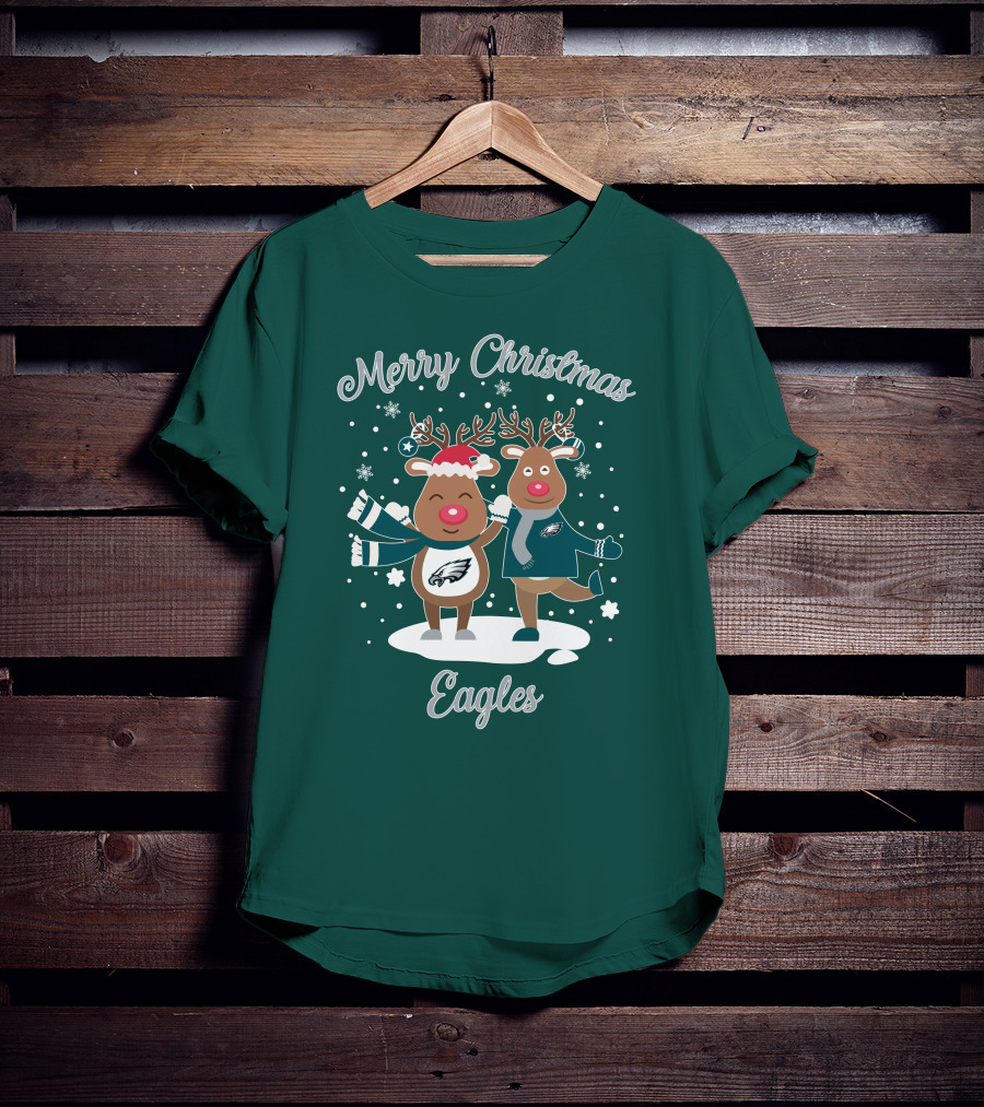 Merry Christmas Eagles Reindeer With Philadelphia Eagles T-Shirt