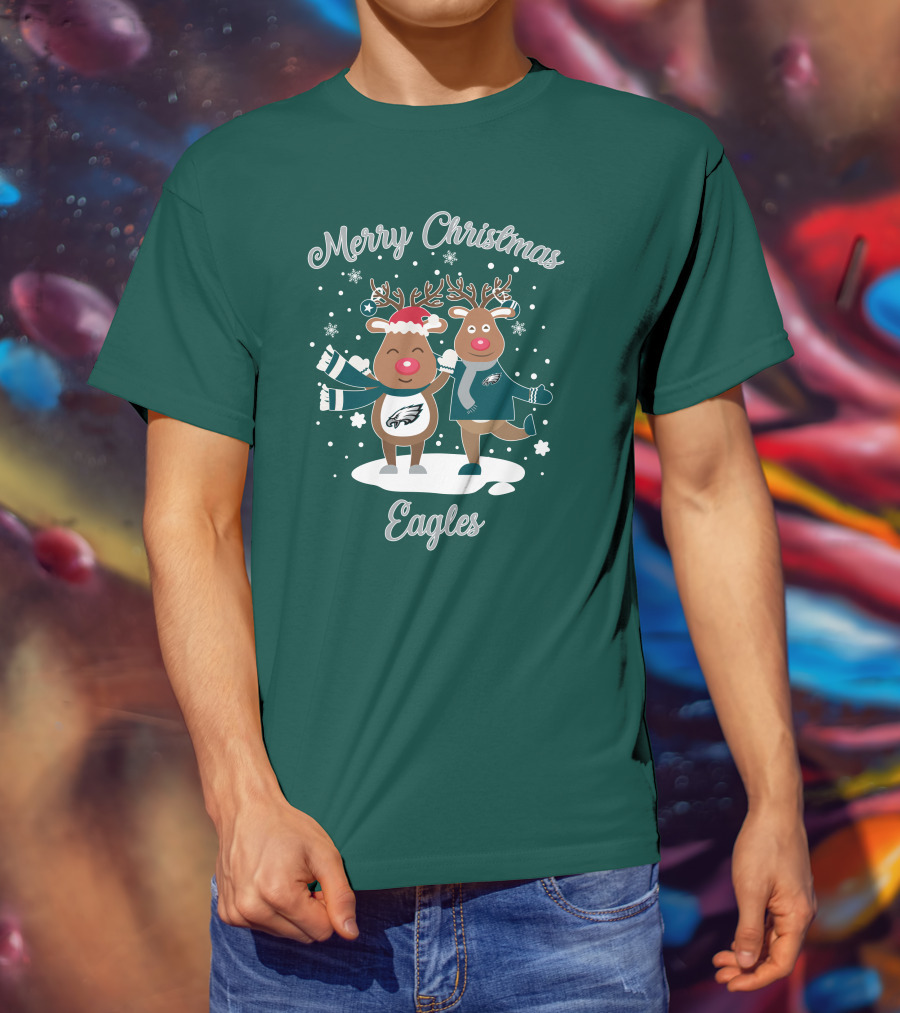 Merry Christmas Eagles Reindeer With Philadelphia Eagles T-Shirt