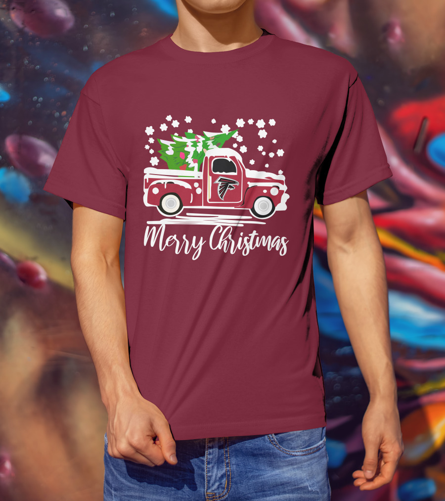 Atlanta Falcons Vintage Truck Merry Christmas T-Shirt
