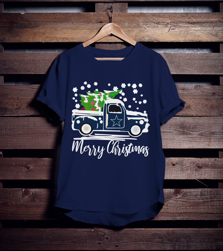Dallas Cowboys Vintage Truck Merry Christmas T-Shirt