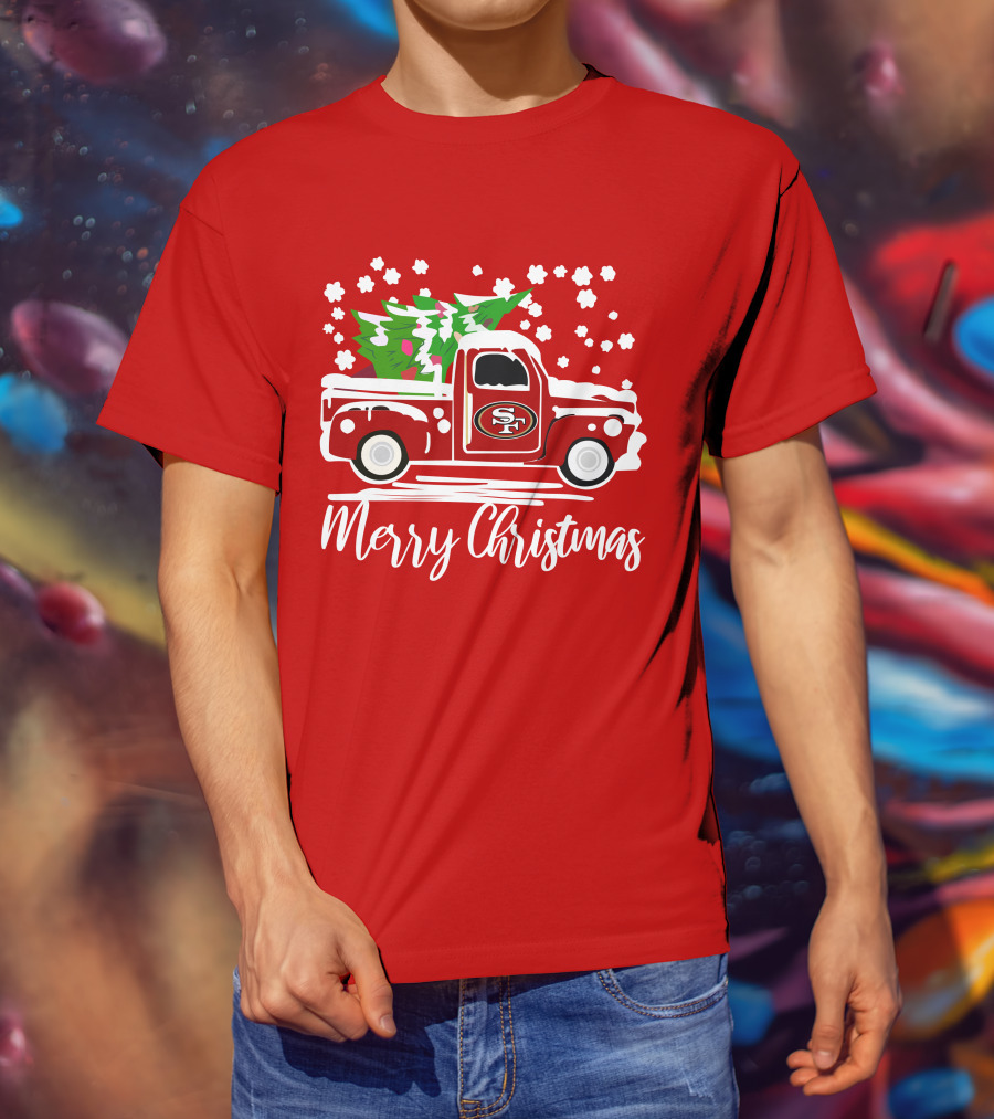 San Francisco 49ers SF Vintage Truck Merry Christmas T-Shirt