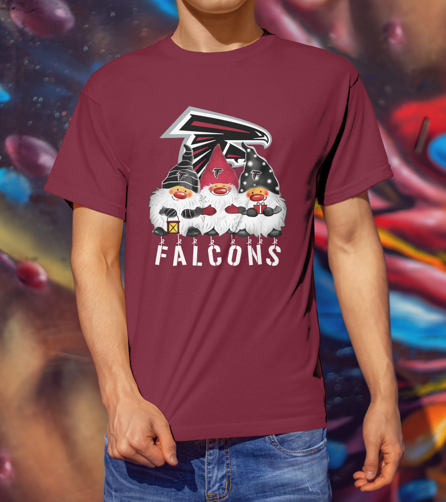 Atlanta Falcons Merry Christmas Happy Holidays Gnomes T-Shirt