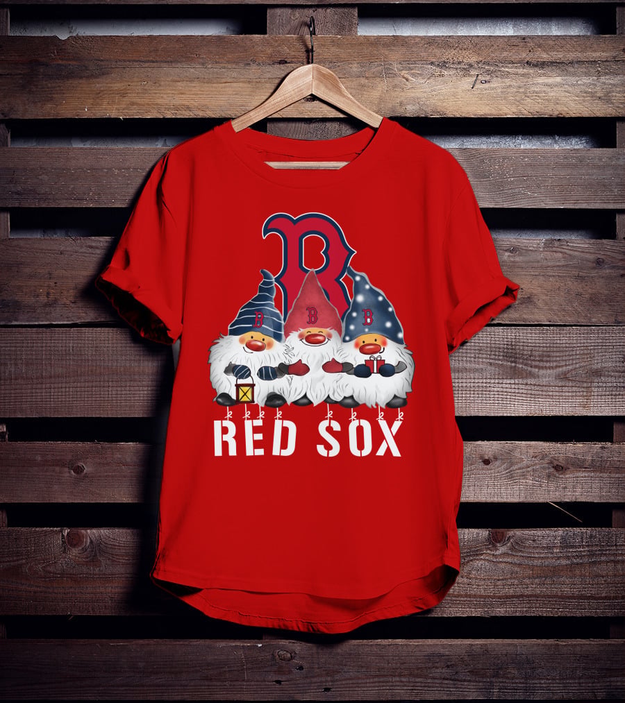 Boston Red Sox Merry Christmas Happy Holidays Gnomes T-Shirt