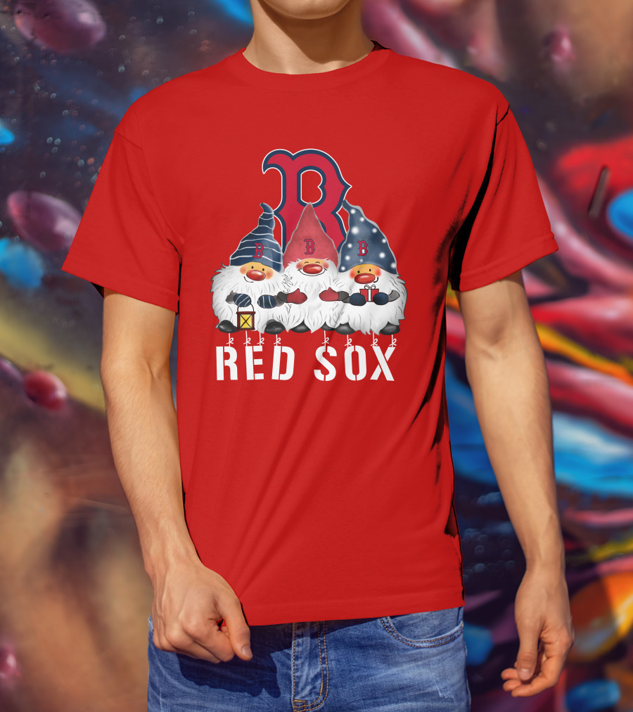 Boston Red Sox Merry Christmas Happy Holidays Gnomes T-Shirt