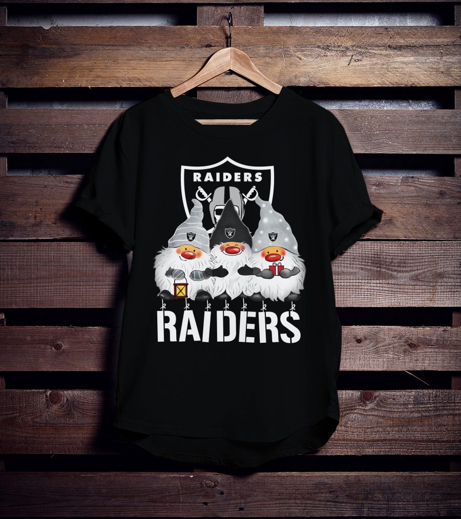 Las Vegas Raiders Merry Christmas Happy Holidays Raiders Gnomes T-Shirt
