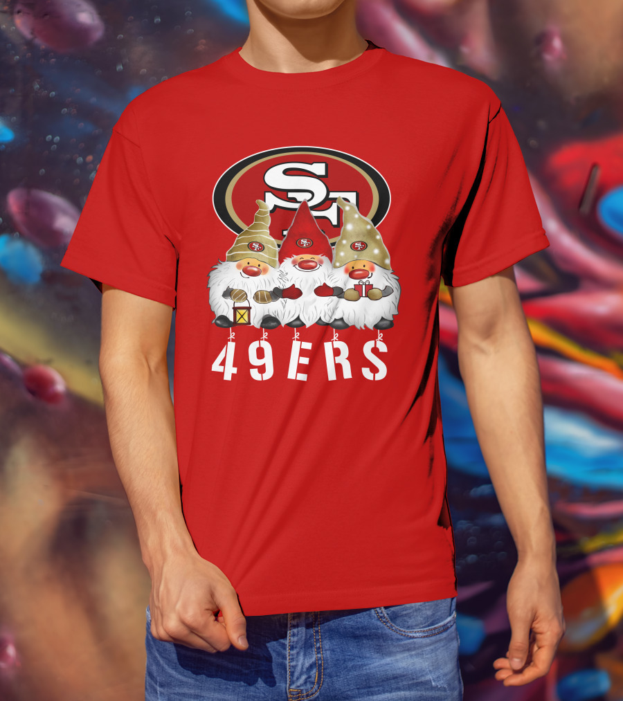 San Francisco 49ers Merry Christmas Happy Holidays Gnomes 49ers T-Shirt