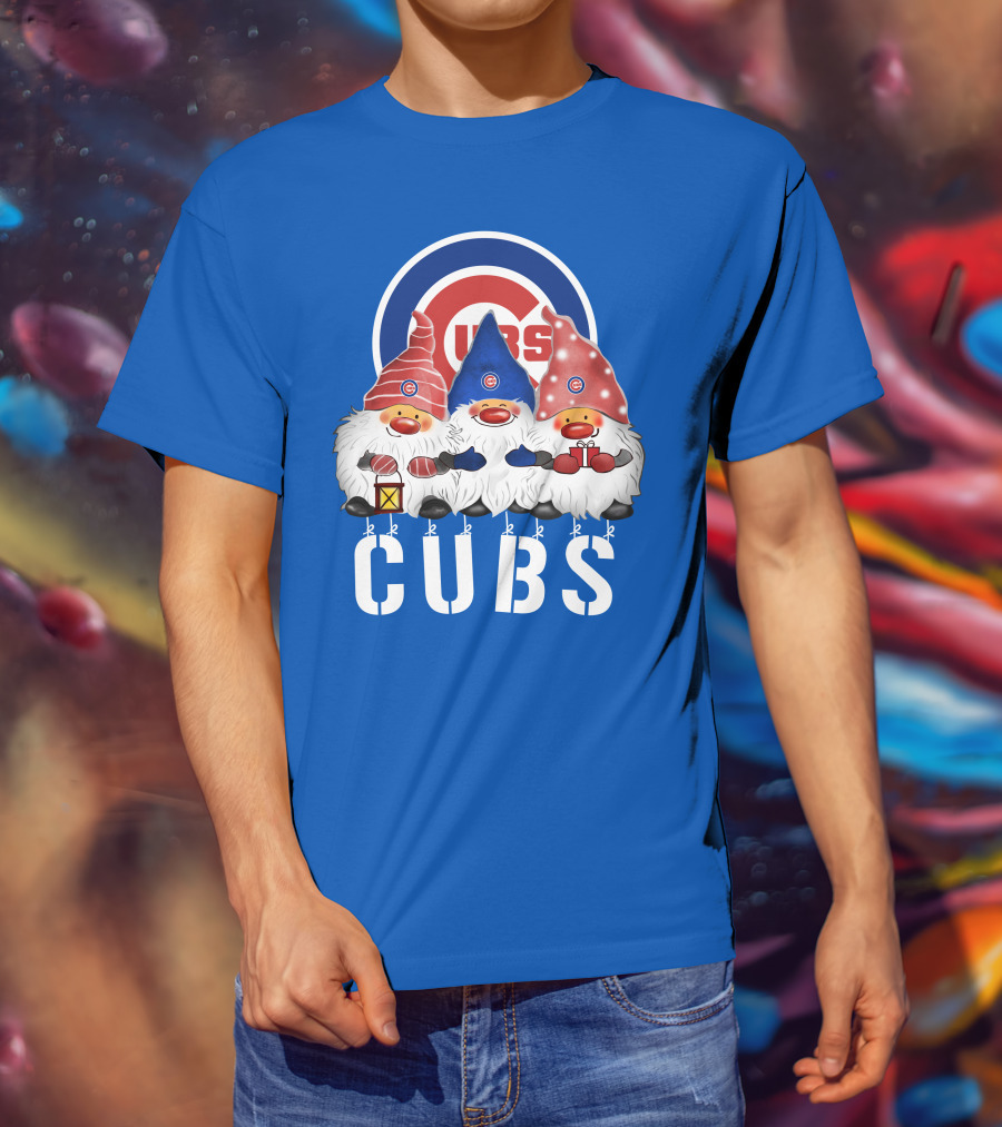Chicago Cubs Merry Christmas Happy Holidays Festive Gnomes T-Shirt