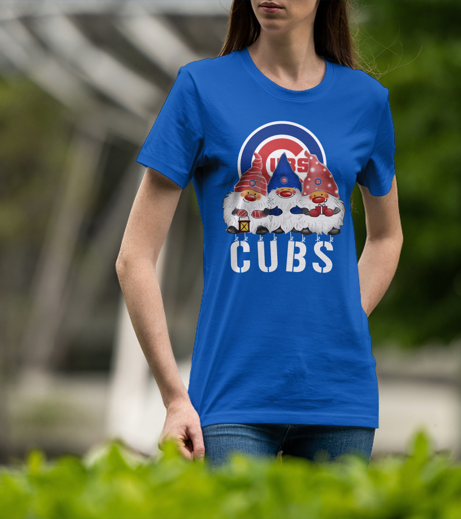 Chicago Cubs Merry Christmas Happy Holidays Festive Gnomes T-Shirt
