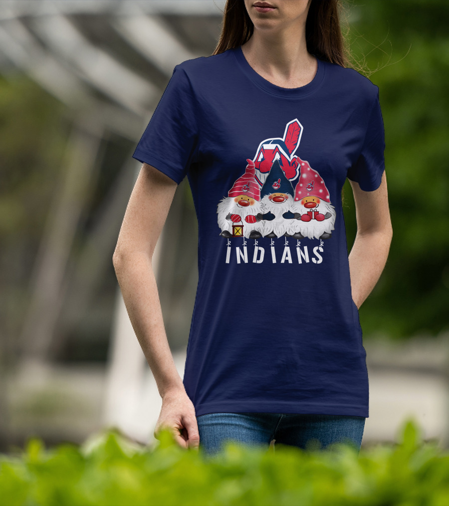 Cleveland Indians Merry Christmas Happy Holidays Gnomes Chief Wahoo T-Shirt