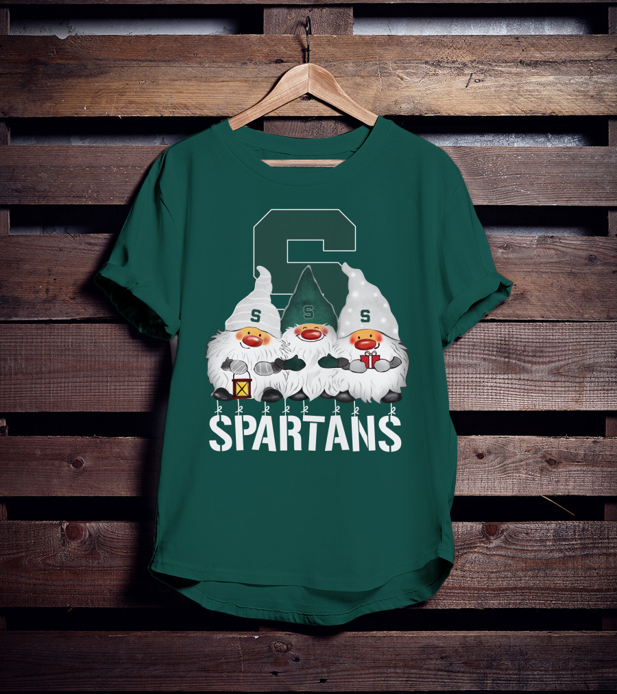 Michigan State Spartans Christmas Gnomes Holiday Celebrations T-Shirt