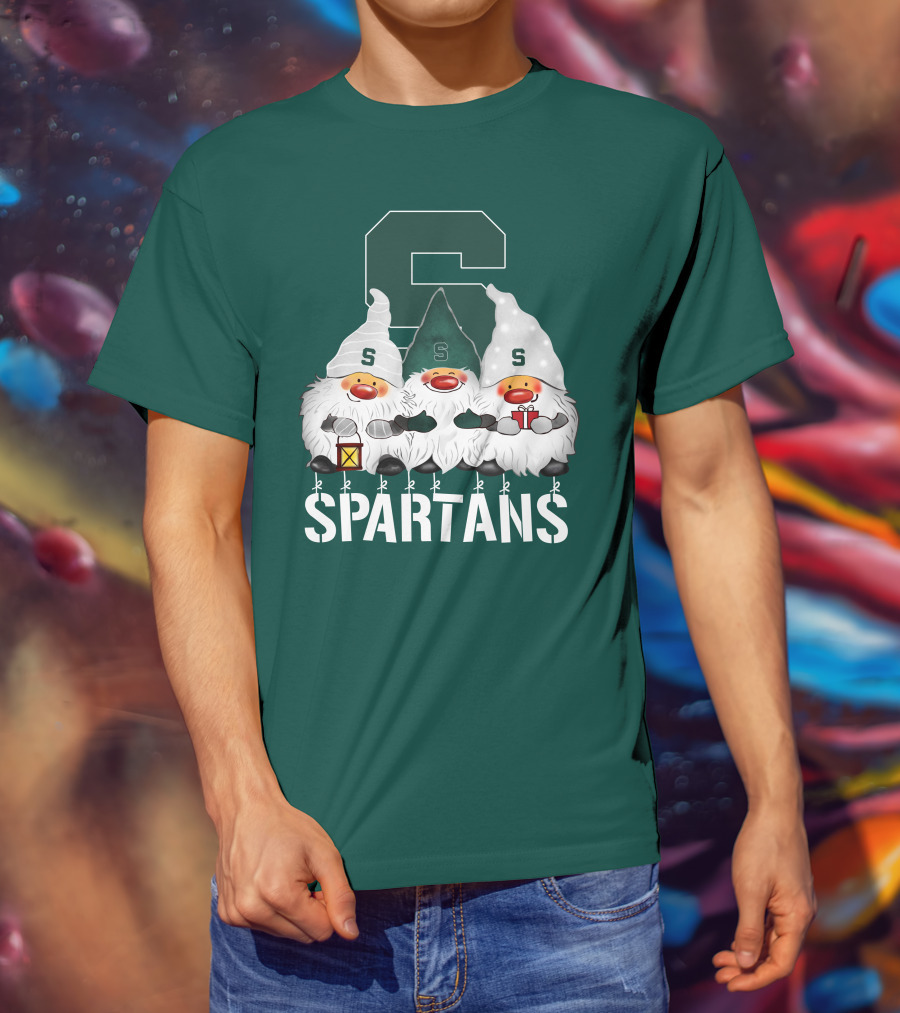 Michigan State Spartans Christmas Gnomes Holiday Celebrations T-Shirt