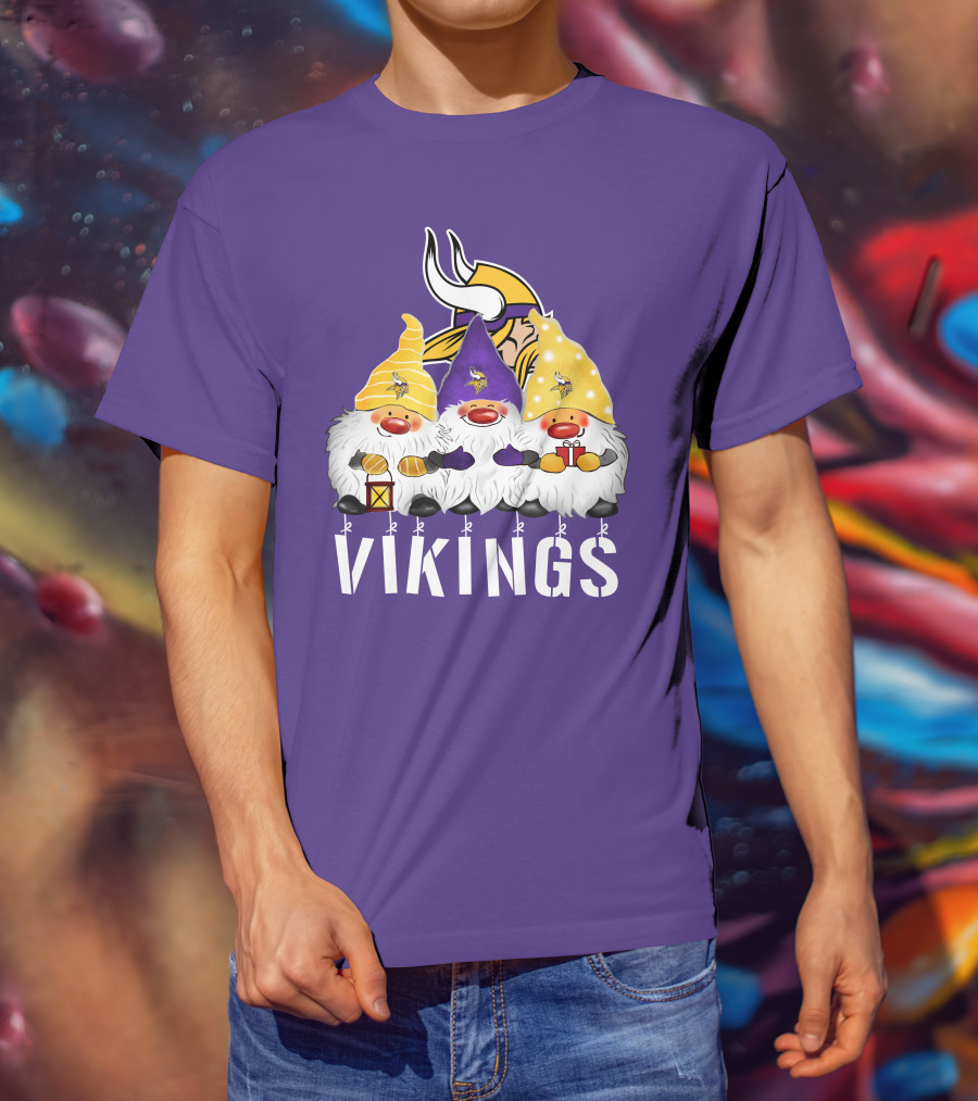 Minnesota Vikings Merry Christmas Happy Holidays Gnomes T-Shirt