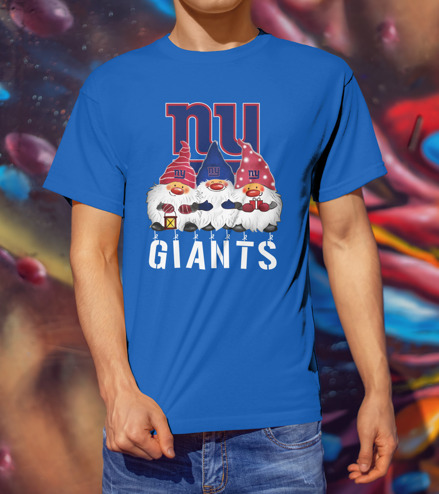 New York Giants Merry Christmas Happy Holidays Gnomes T-Shirt