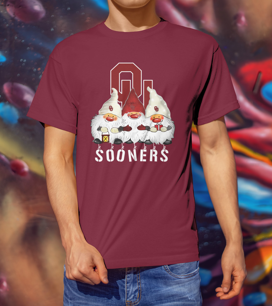 Oklahoma Sooners Christmas Gnomes Happy Holidays T-Shirt