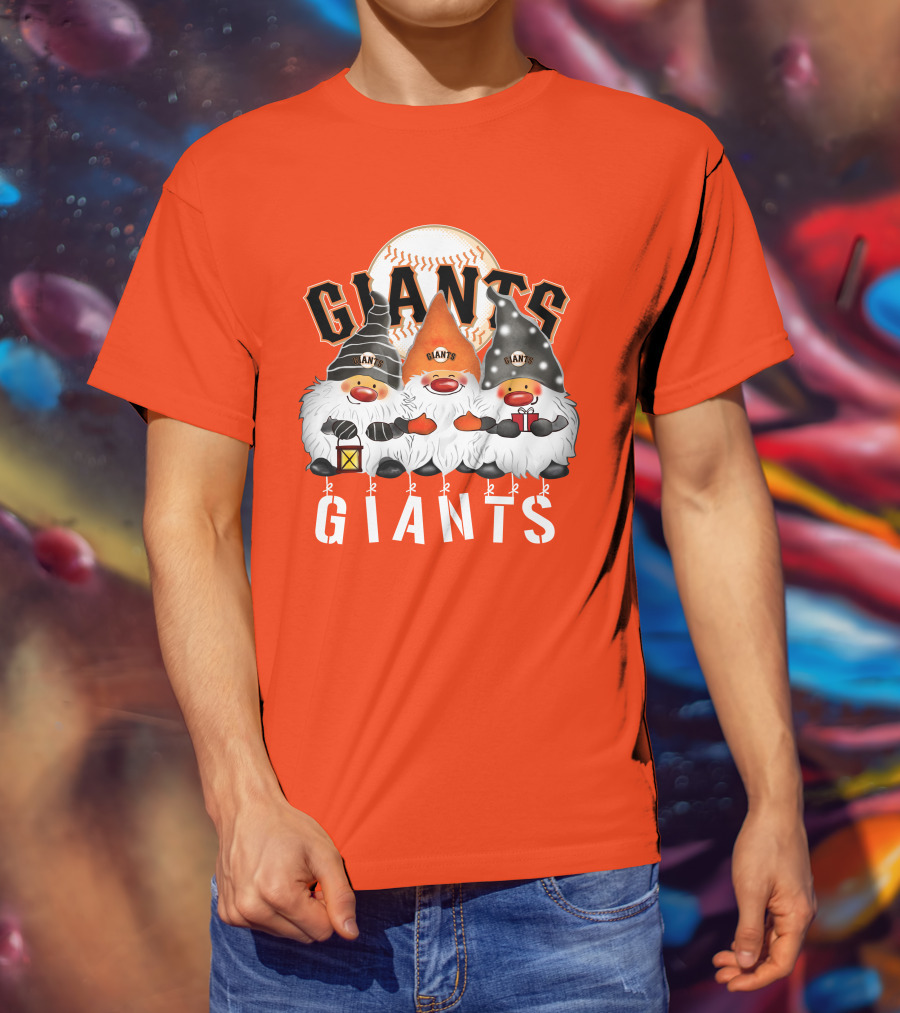 San Francisco Giants Merry Christmas Happy Holidays Giants Gnomes Baseball T-Shirt